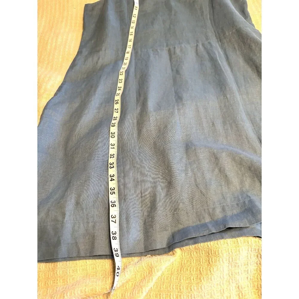 J.Jill Love Linen Blue Sleeveless Dress Size L 100% Linen Shift Midi Casual - Picture 5 of 8